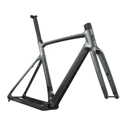 Chrome silver SCOTT carbon gravel frameset with HMF fork