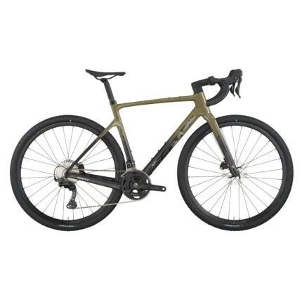 SCOTT Addict Gravel 40 Bike in kaki green and carbon black