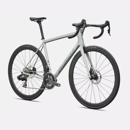 Specialized Aethos 2 Expert road bike with SRAM Force AXS E1 drivetrain in Gloss Dolomite Metallic
