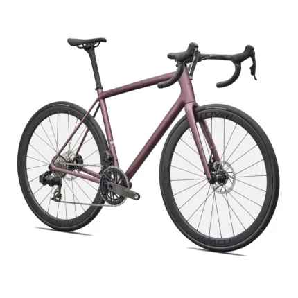 Specialized Aethos 2 Expert road bike with SRAM Force AXS E1 drivetrain in Satin Quartz Metallic