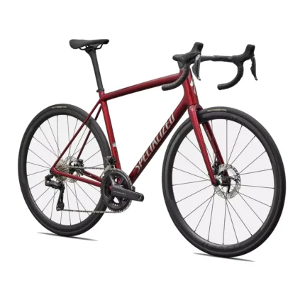 Specialized Aethos 2 Pro road bike with Shimano Ultegra Di2 drivetrain in Gloss Red Sky
