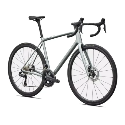 Specialized Aethos 2 Pro road bike with Shimano Ultegra Di2 drivetrain in Gloss Shadow Silver