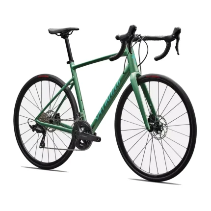Specialized Allez road bike with E5 alloy frame and FACT carbon fork in Oasis Tint Over Silver Dust