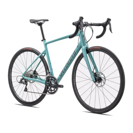 Specialized Allez road bike with E5 aluminum frame and FACT carbon fork in Gloss Lagoon Blue