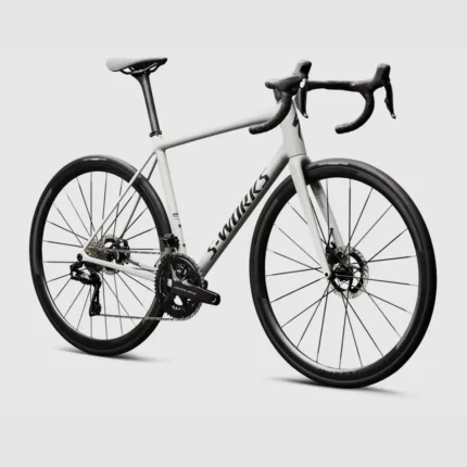 Specialized S-Works Aethos 2 road bike with Roval Alpinist CLX III carbon wheels in Gloss Dolomite Metallic