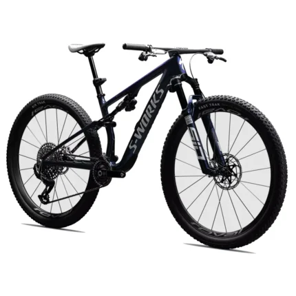 Specialized S-Works Epic 8 with RockShox Flight Attendant suspension in Gloss Cyan Blue Pearl