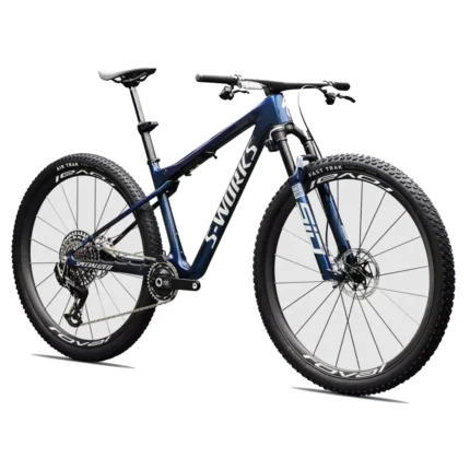 Specialized S-Works Epic World Cup with FACT 12m carbon frame in Gloss Carbon Cyan Blue
