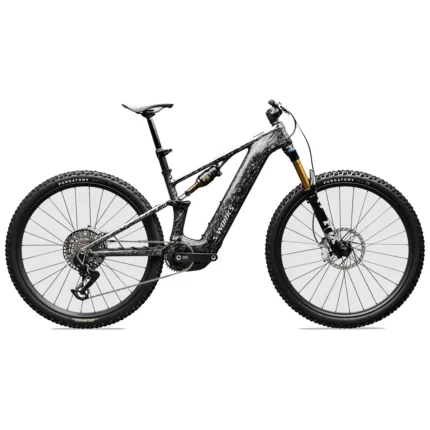Specialized S-Works Turbo Levo R electric mountain bike in Gloss Silver Speckle Over Carbon
