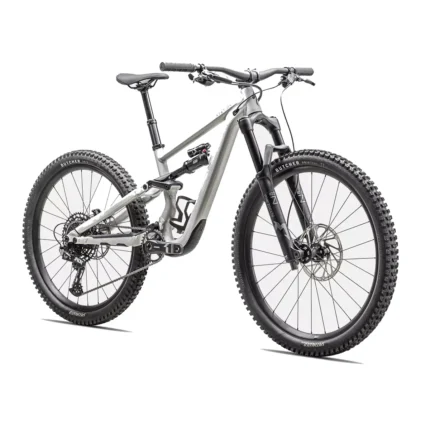 Specialized STATUS 2 140 ZERO Satin Cool Grey with mixed wheels in Satin Aluminum