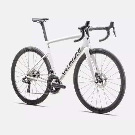 Specialized Tarmac SL8 Expert Di2 race road bike with Roval C38 carbon wheels in Gloss White