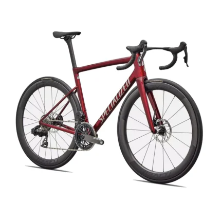 Specialized Tarmac SL8 Pro with SRAM Force AXS and Roval Rapide CL III wheels in Gloss Red Sky