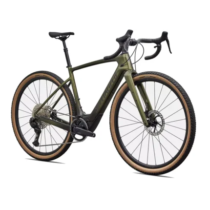 Specialized Turbo Creo 2 Comp electric road bike with 700x50c Tracer TLR tires in Gloss Laurel Green Metallic