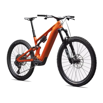Specialized Turbo Levo 4 Comp with FOX suspension and SRAM Eagle Transmission in Gloss Orange Tint